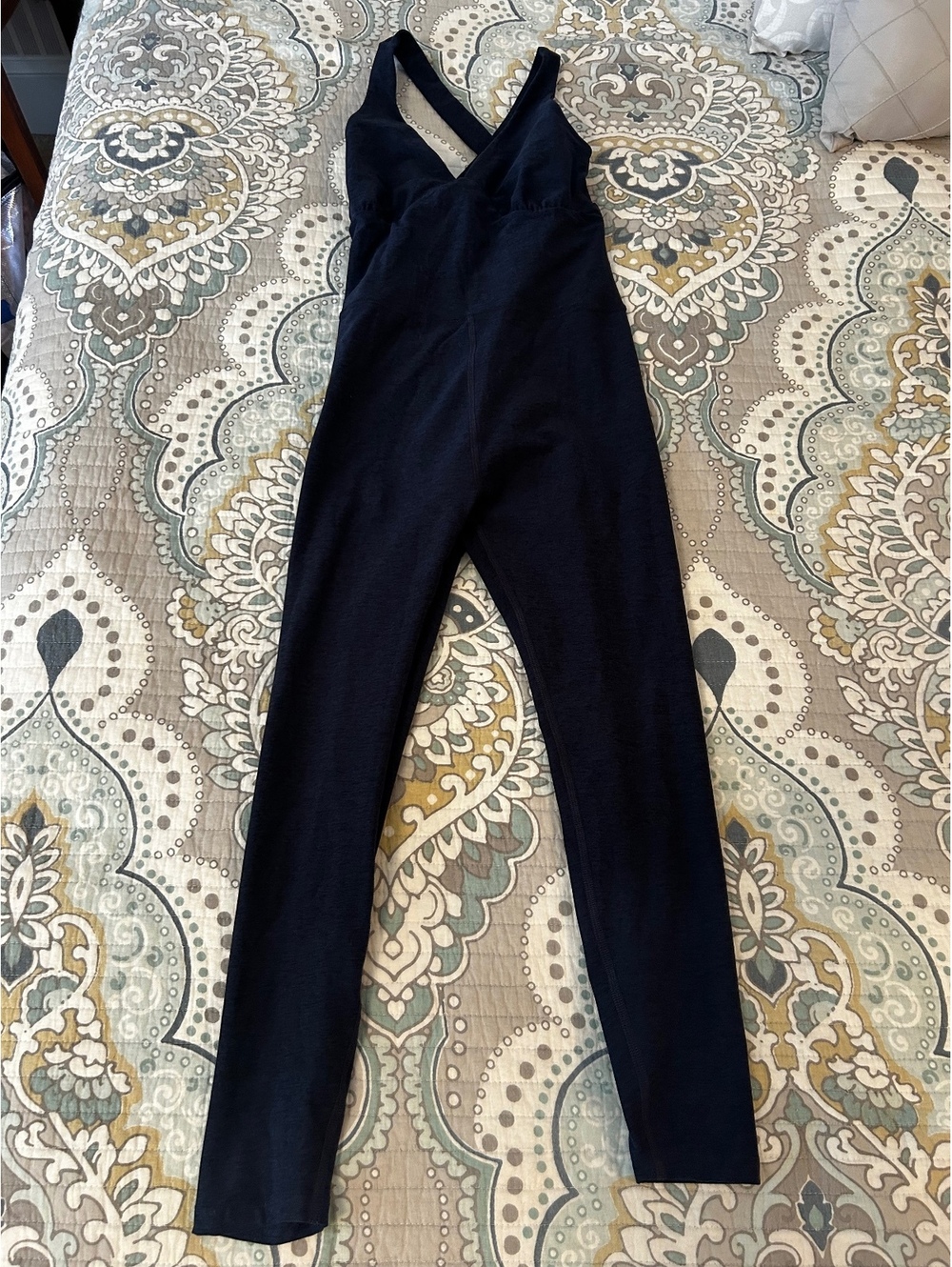 Beyond Yoga Navy Blue Cross-Back Jumpsuit Size Large